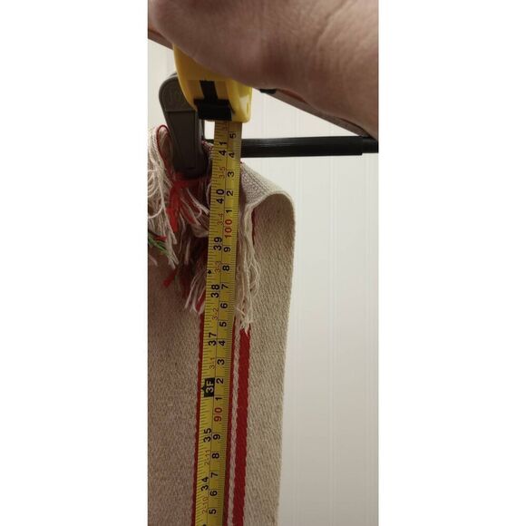 Vintage woven table runner red cream and green long - Picture 8 of 8